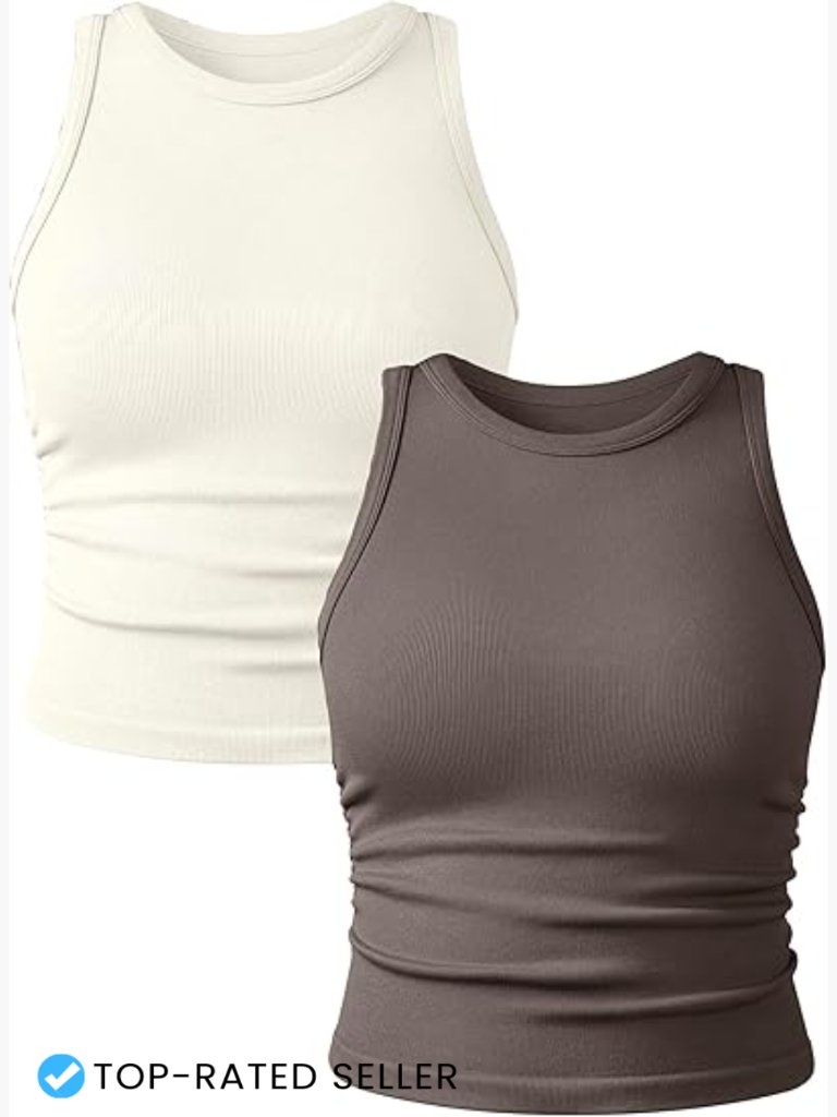Seamless Tank Tops Set Minimalist Workout Crop Camis Crew Neck Sleeveless